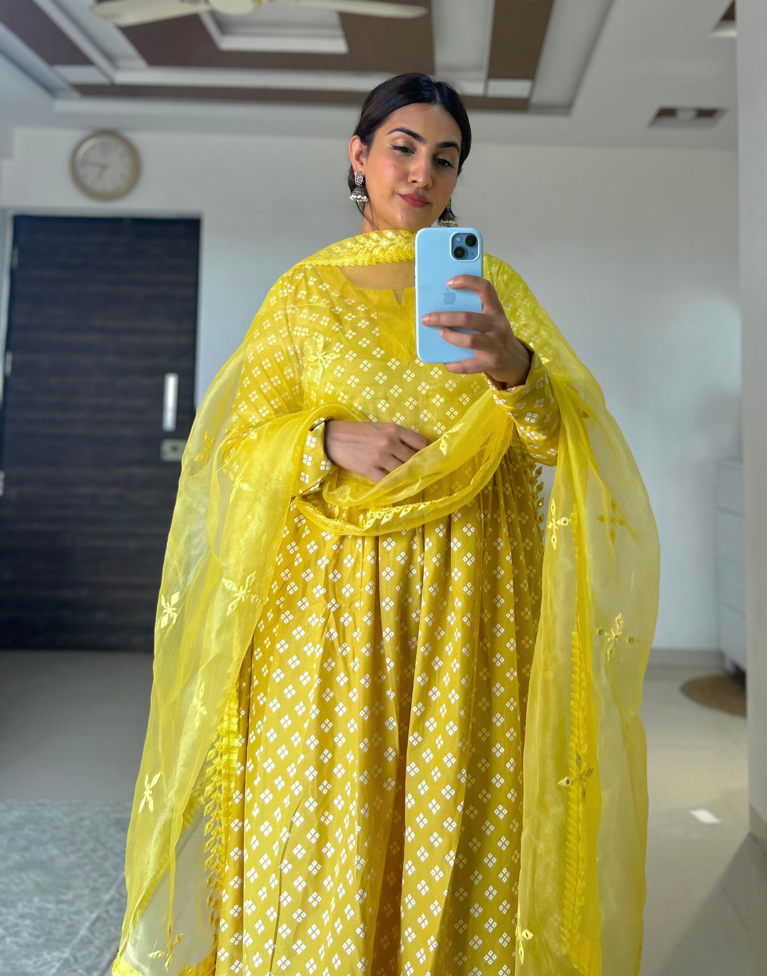 Yellow Anarkali Kurta with Pant And Dupatta | Leemboodi