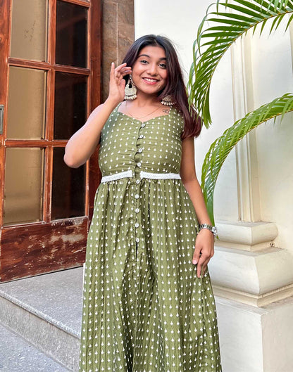 Green Kurti With Pant And Dupatta