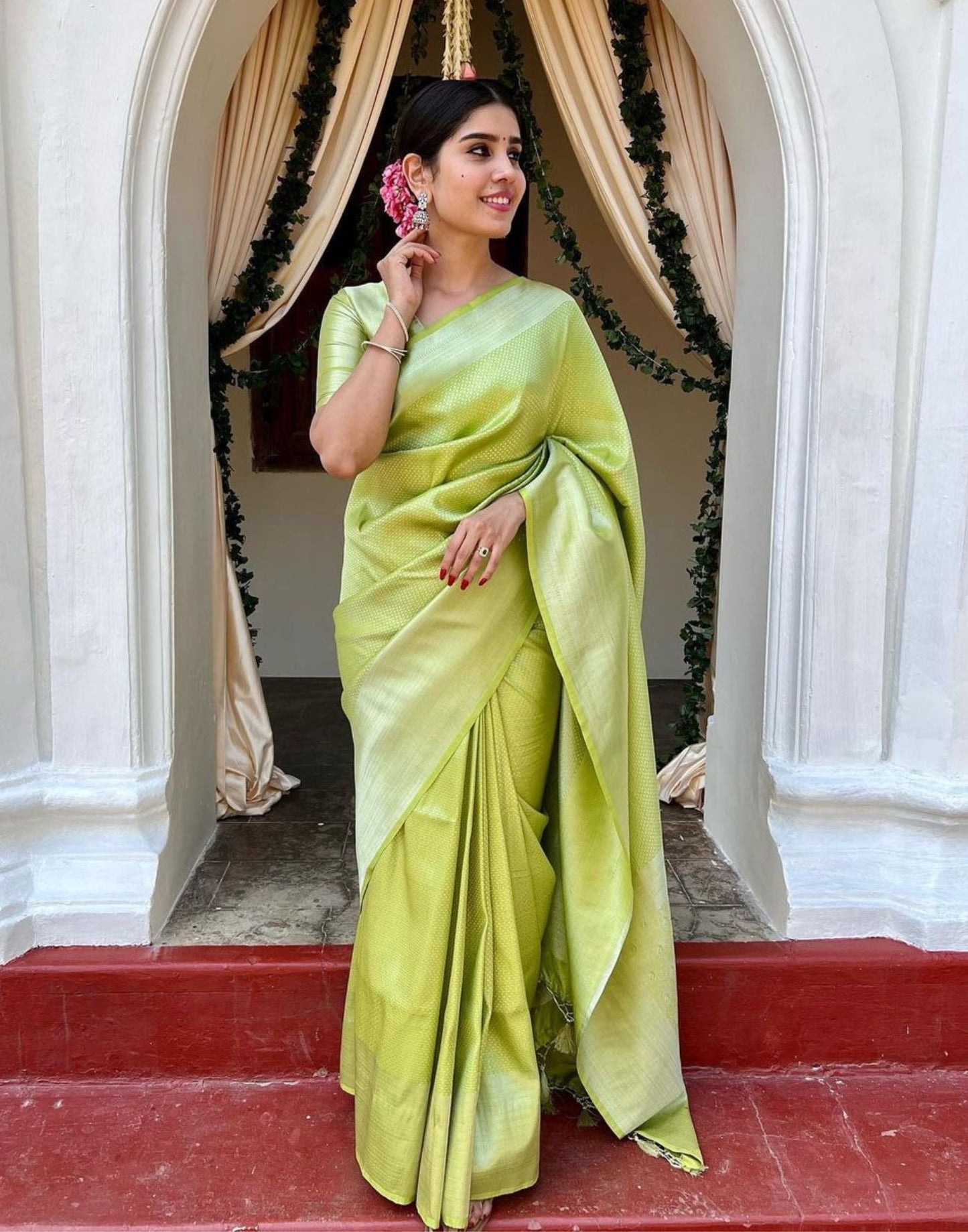 Pear Green Kanjivaram Silk Saree | Sudathi