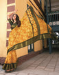 Mustard Yellow Cotton Printed Saree | Leemboodi