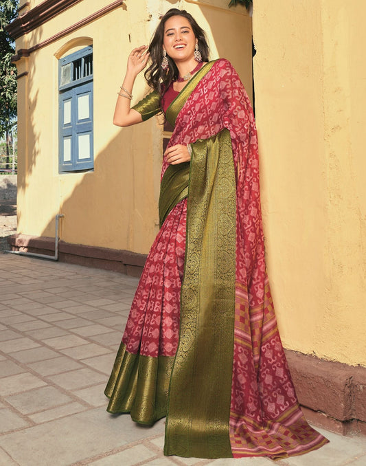 Red Cotton Printed Saree | Leemboodi
