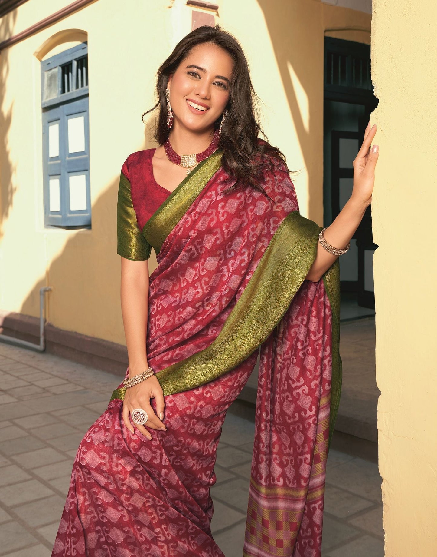 Red Cotton Printed Saree | Leemboodi