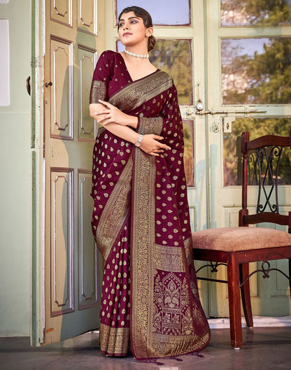 Wine Banarasi Saree | Leemboodi