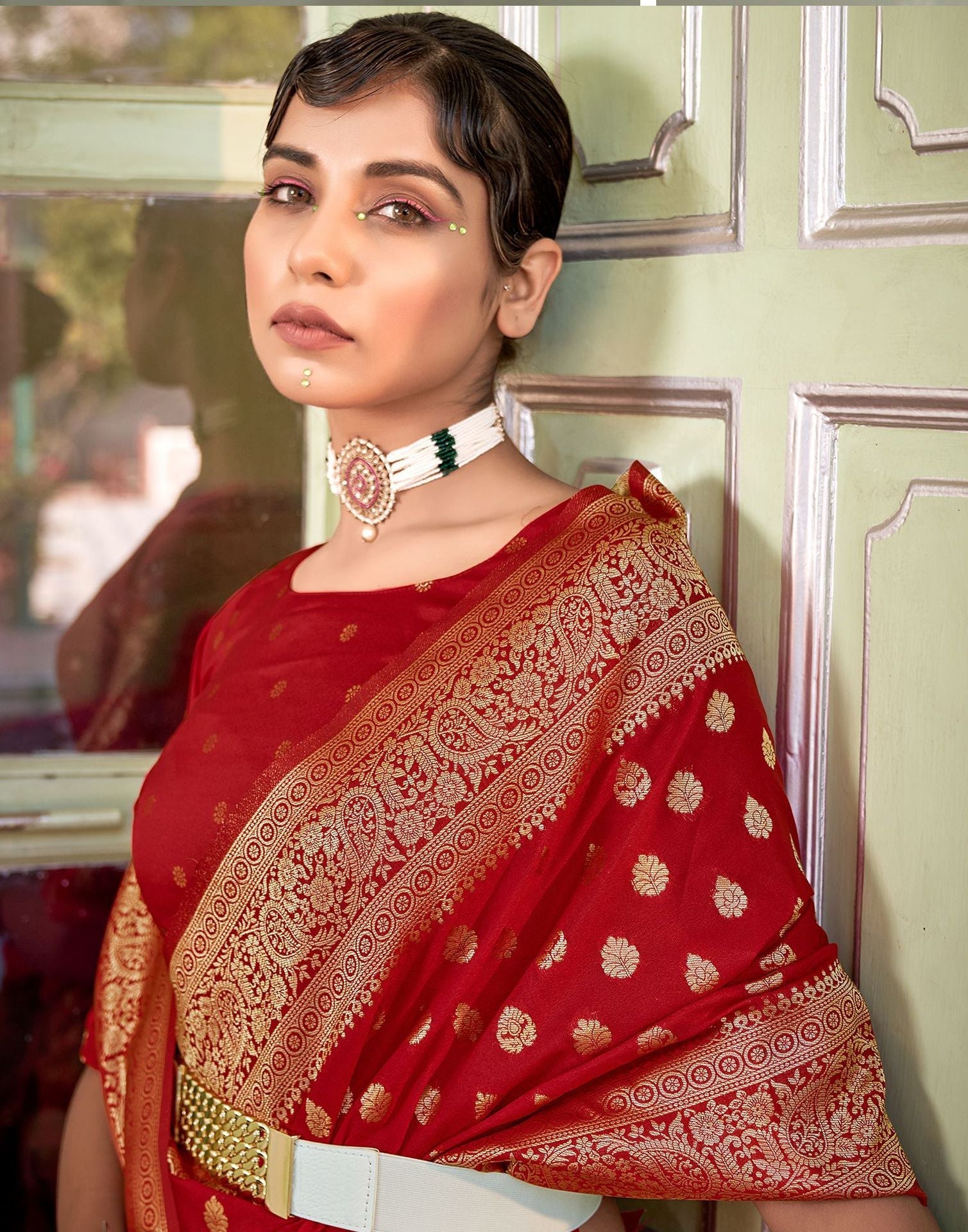 Red Banarasi Saree | Leemboodi