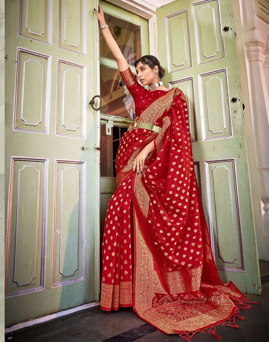 Red Banarasi Saree | Leemboodi