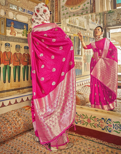 Rani Pink Silk Banarasi Saree | Leemboodi