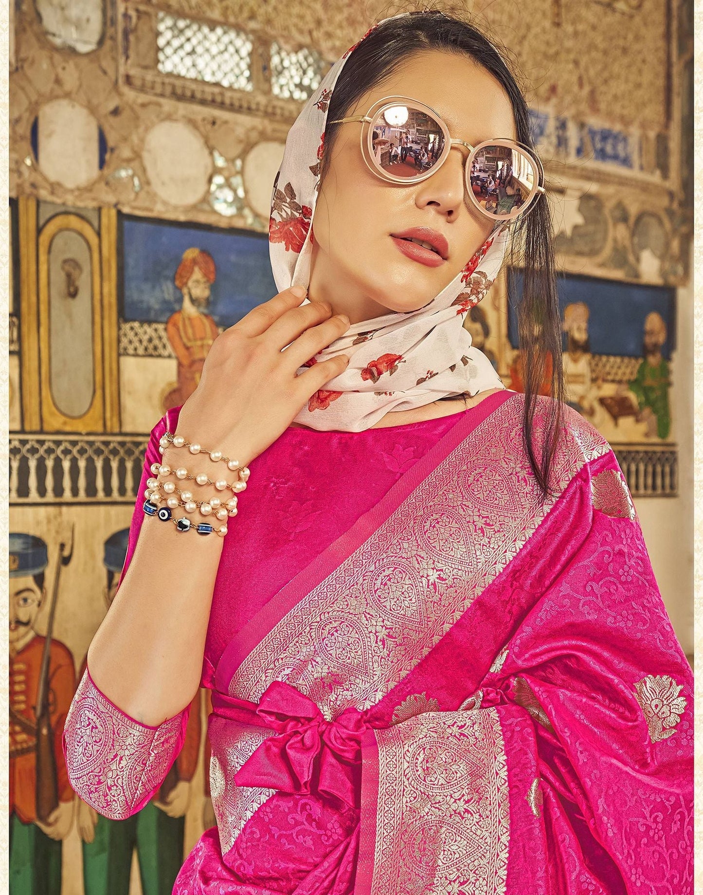 Rani Pink Silk Banarasi Saree | Leemboodi