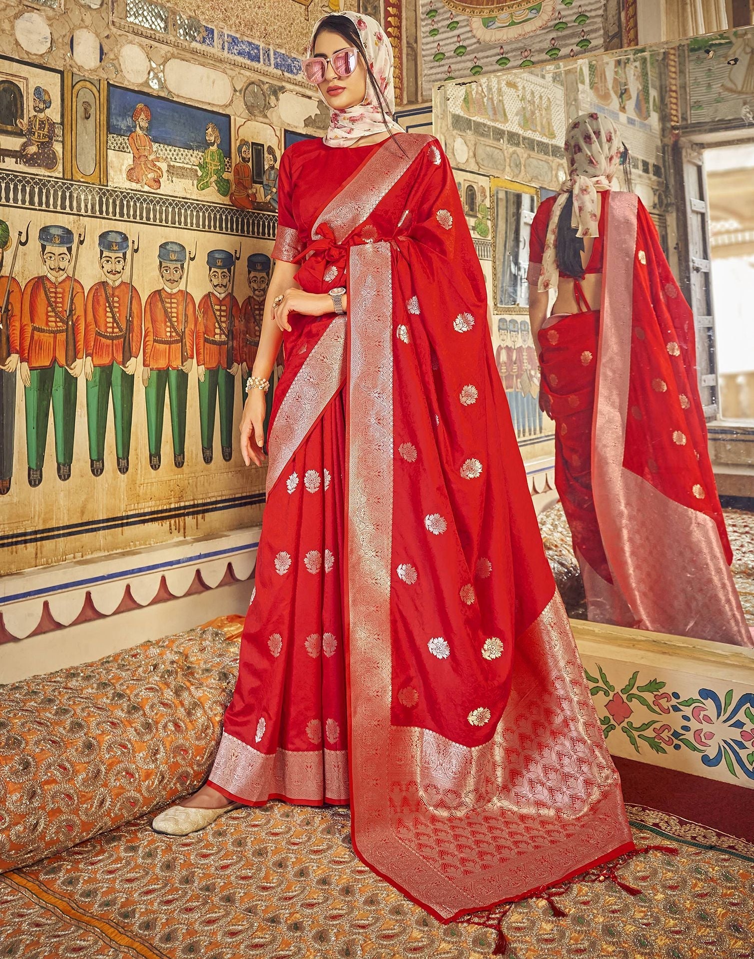 Red Silk Banarasi Saree | Leemboodi