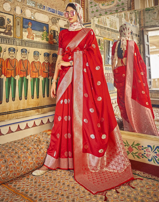 Red Silk Banarasi Saree | Leemboodi