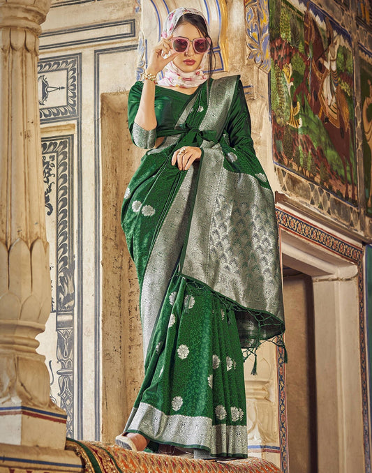 Green Silk Banarasi Saree | Leemboodi