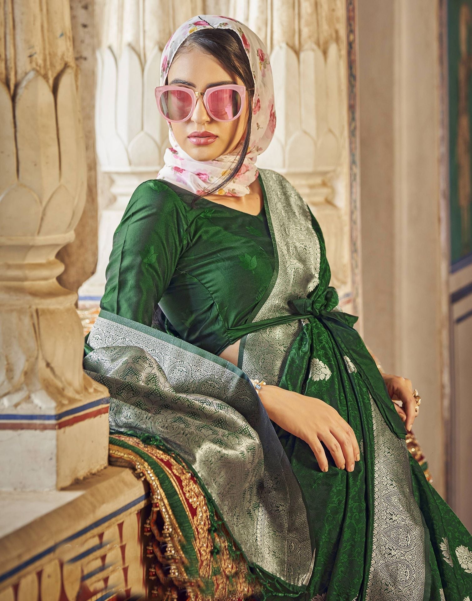 Green Silk Banarasi Saree | Leemboodi