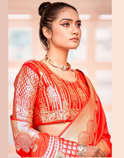 Red Silk Banarasi Saree | Leemboodi