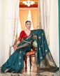Teal Blue Silk Banarasi Saree | Leemboodi