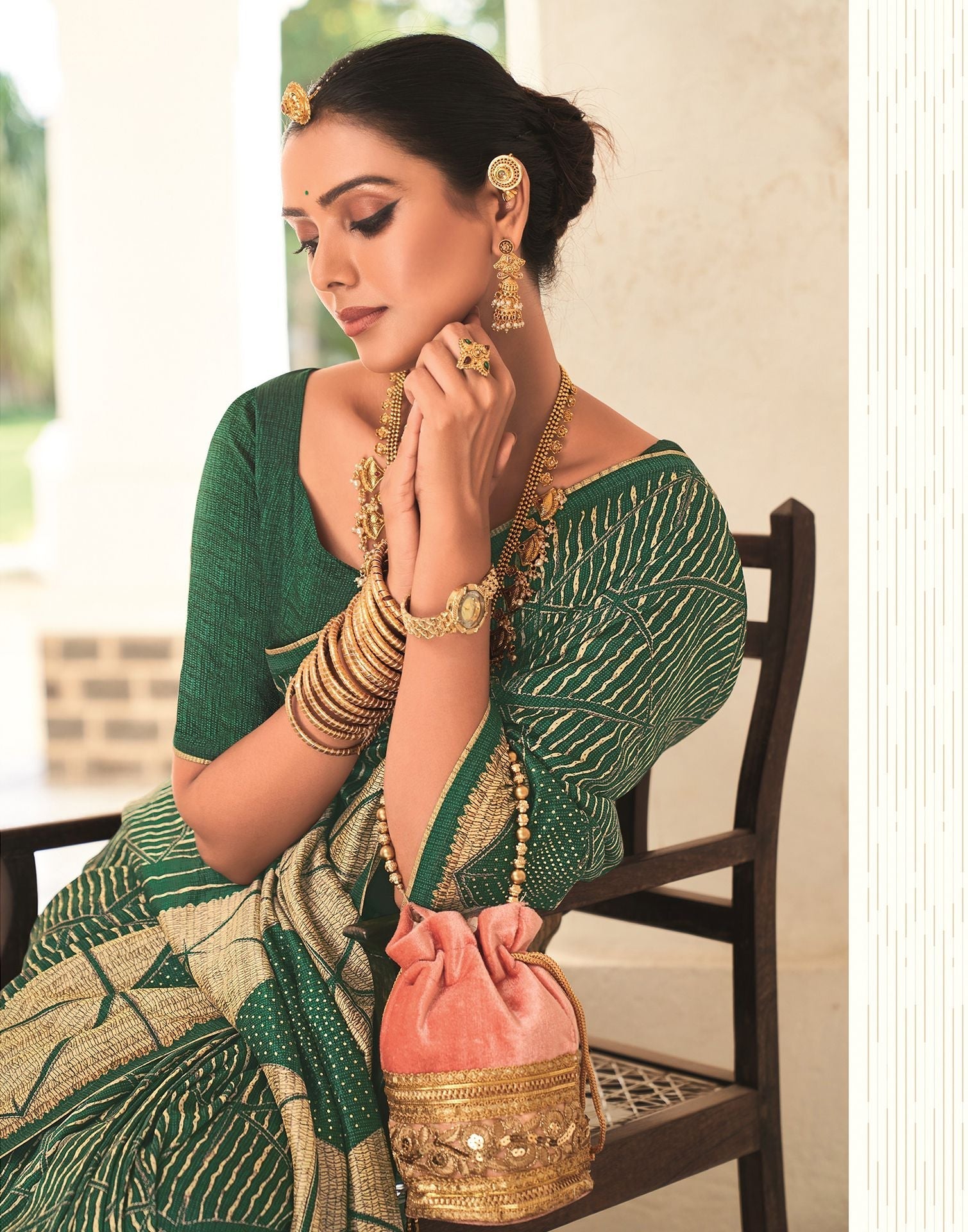 Green Silk Printed Saree | Leemboodi