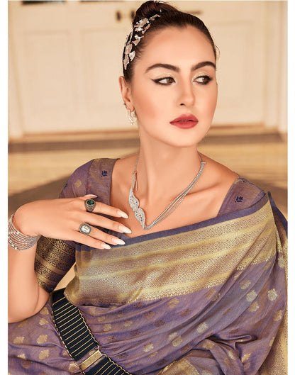 Light Purple Silk Banarasi Saree | Leemboodi