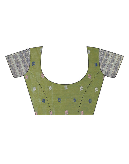 Olive Green Silk Banarasi Saree | Leemboodi