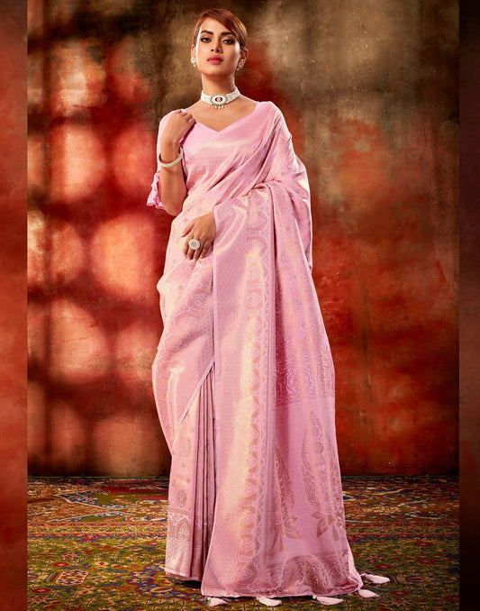 Light Pink Silk Saree | Leemboodi