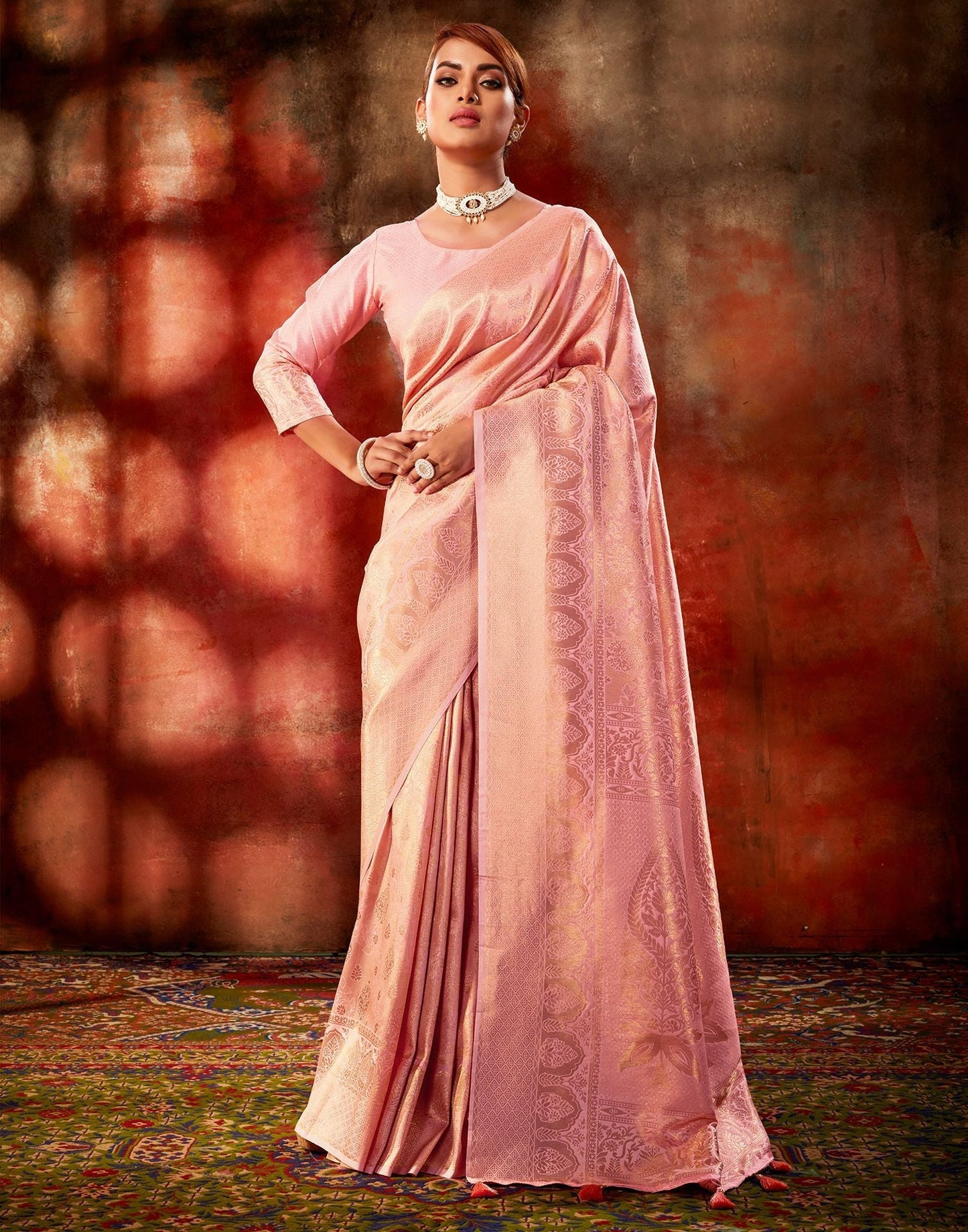Peach Silk Saree | Leemboodi