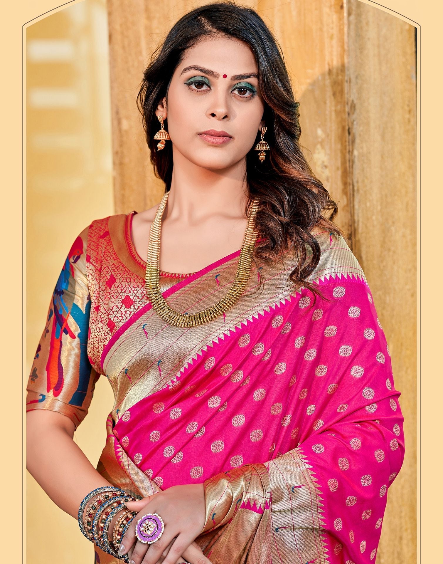Rani Pink Paithani Silk Saree | Leemboodi
