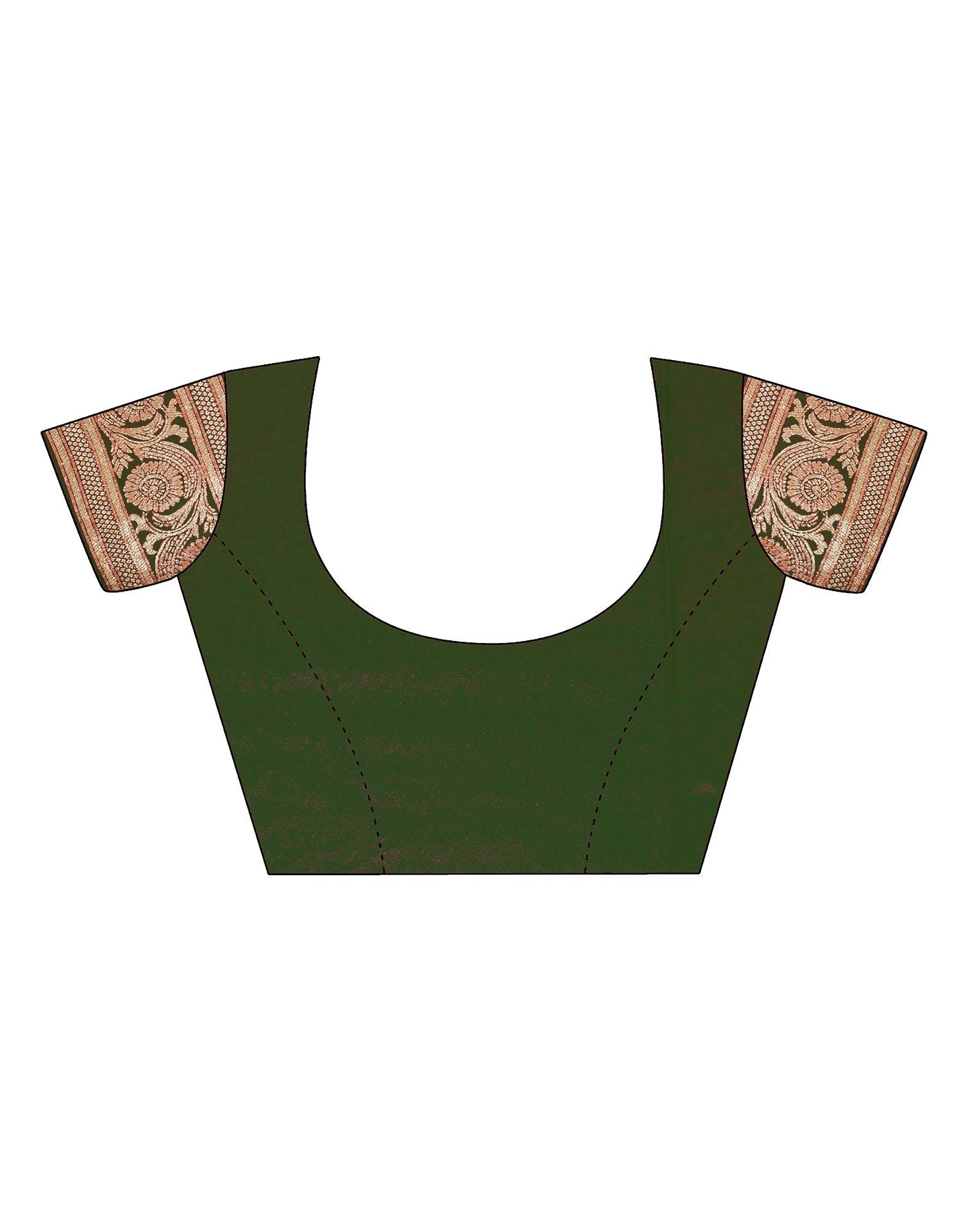 Dark Green Silk Banarasi Saree | Leemboodi