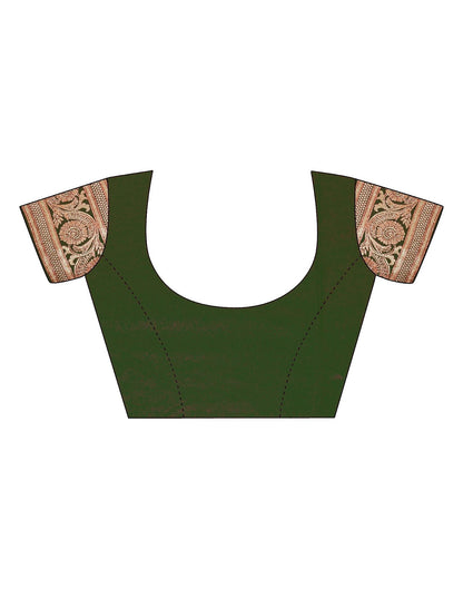 Dark Green Silk Banarasi Saree | Leemboodi