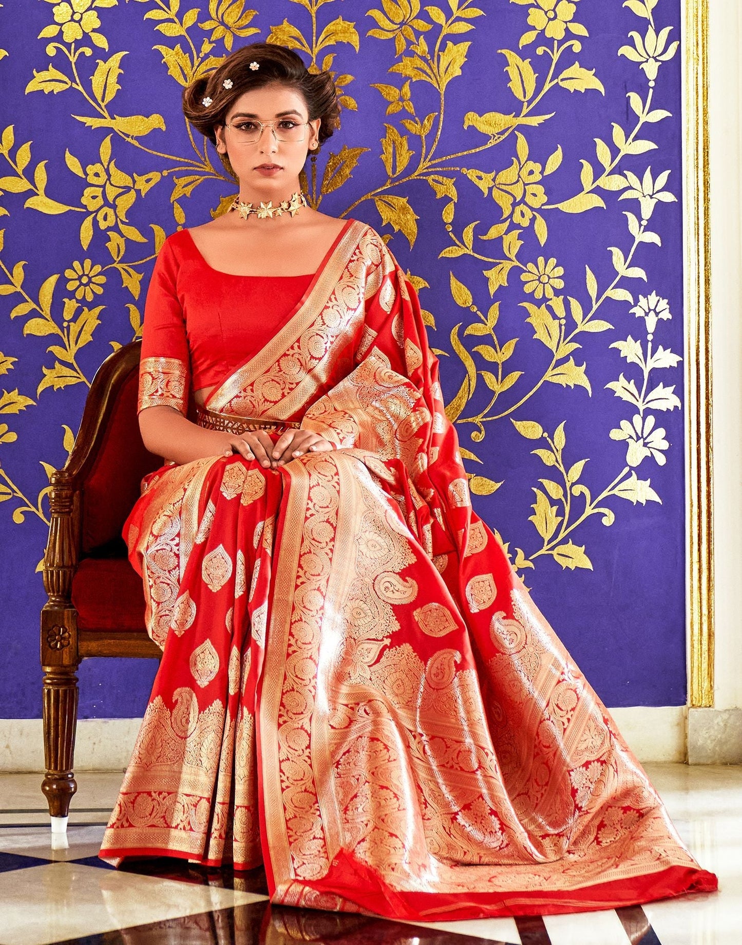 Red Silk Banarasi Saree | Leemboodi