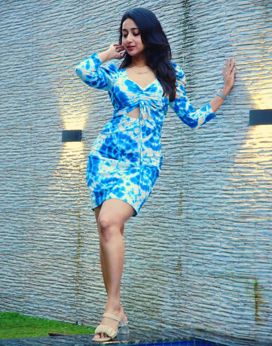 Sky Blue Tie and Dye Bodycon | Sudathi