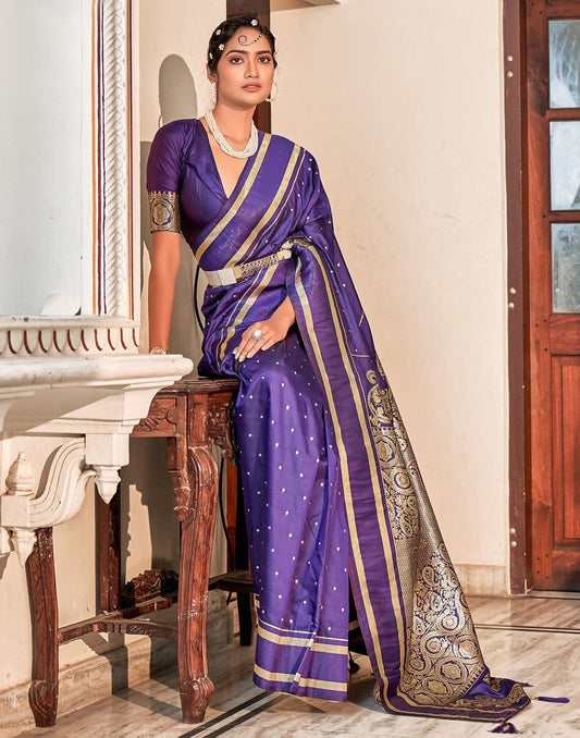 Purple Silk Banarasi Saree | Leemboodi