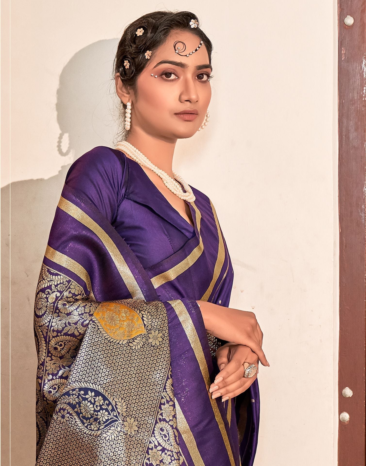 Purple Silk Banarasi Saree | Leemboodi
