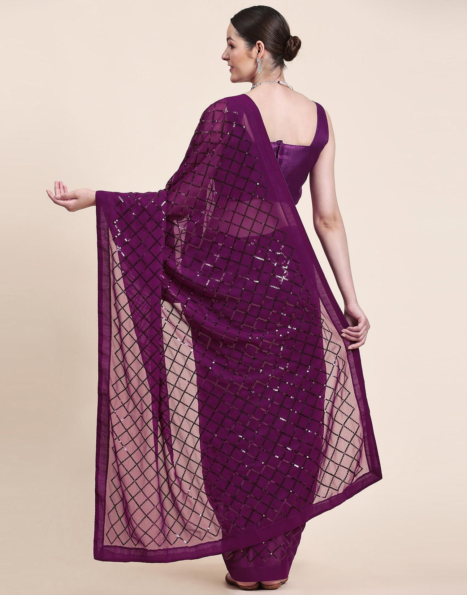 Magenta Sequence Saree | Sudathi