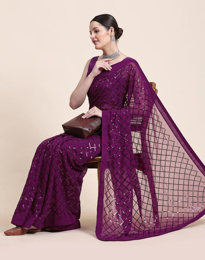 Magenta Sequence Saree | Sudathi