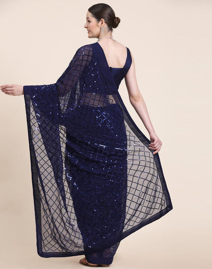 Navy Blue Sequence Saree | Sudathi