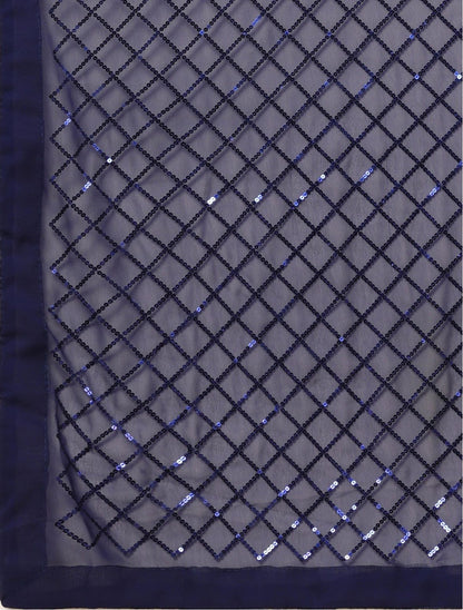 Navy Blue Sequence Saree | Sudathi