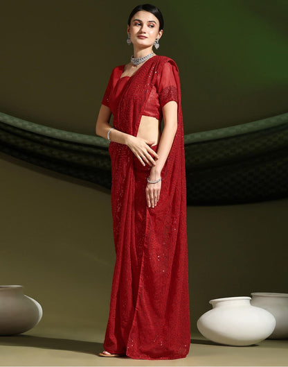 Red Sequence Saree | Sudathi