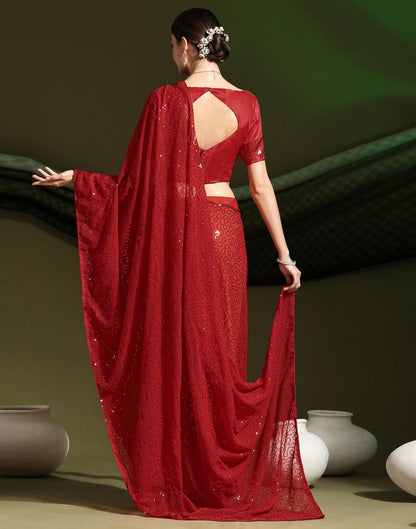 Red Sequence Saree | Sudathi