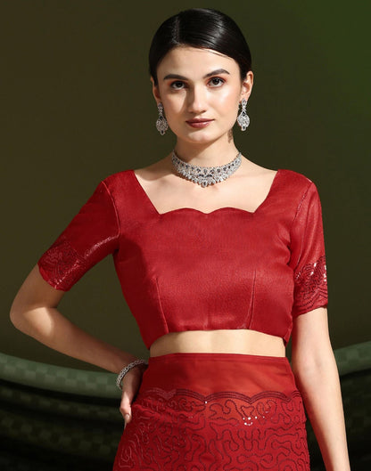 Red Sequence Saree | Sudathi