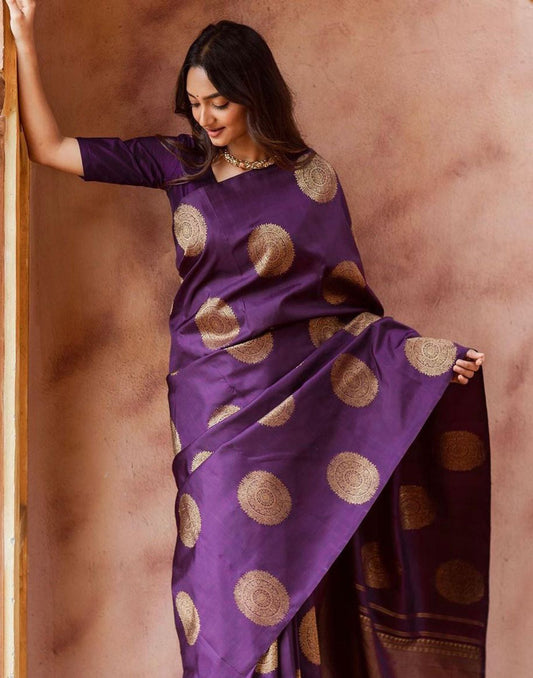 Purple Silk Banarasi Saree | Sudathi