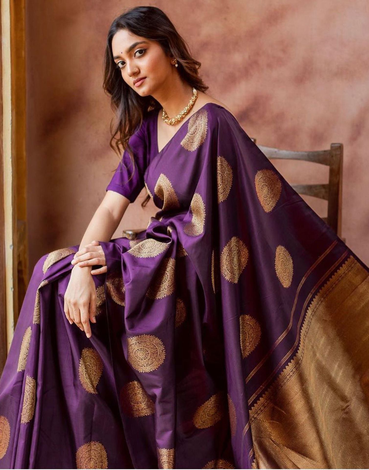 Purple Silk Banarasi Saree | Sudathi