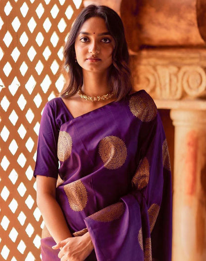Purple Silk Banarasi Saree | Sudathi