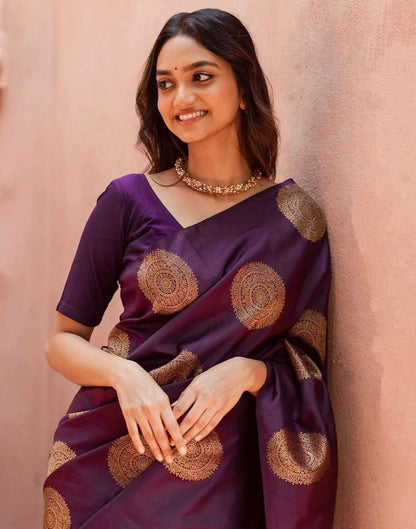 Purple Silk Banarasi Saree | Sudathi