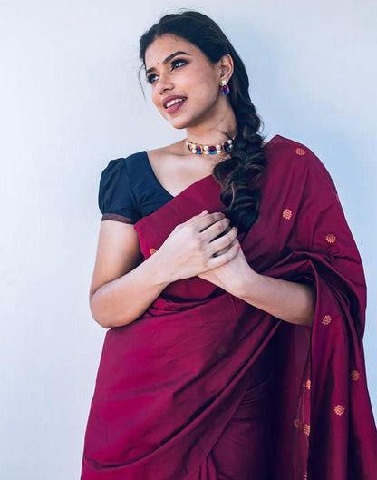 Magenta Silk Banarasi Saree | Sudathi