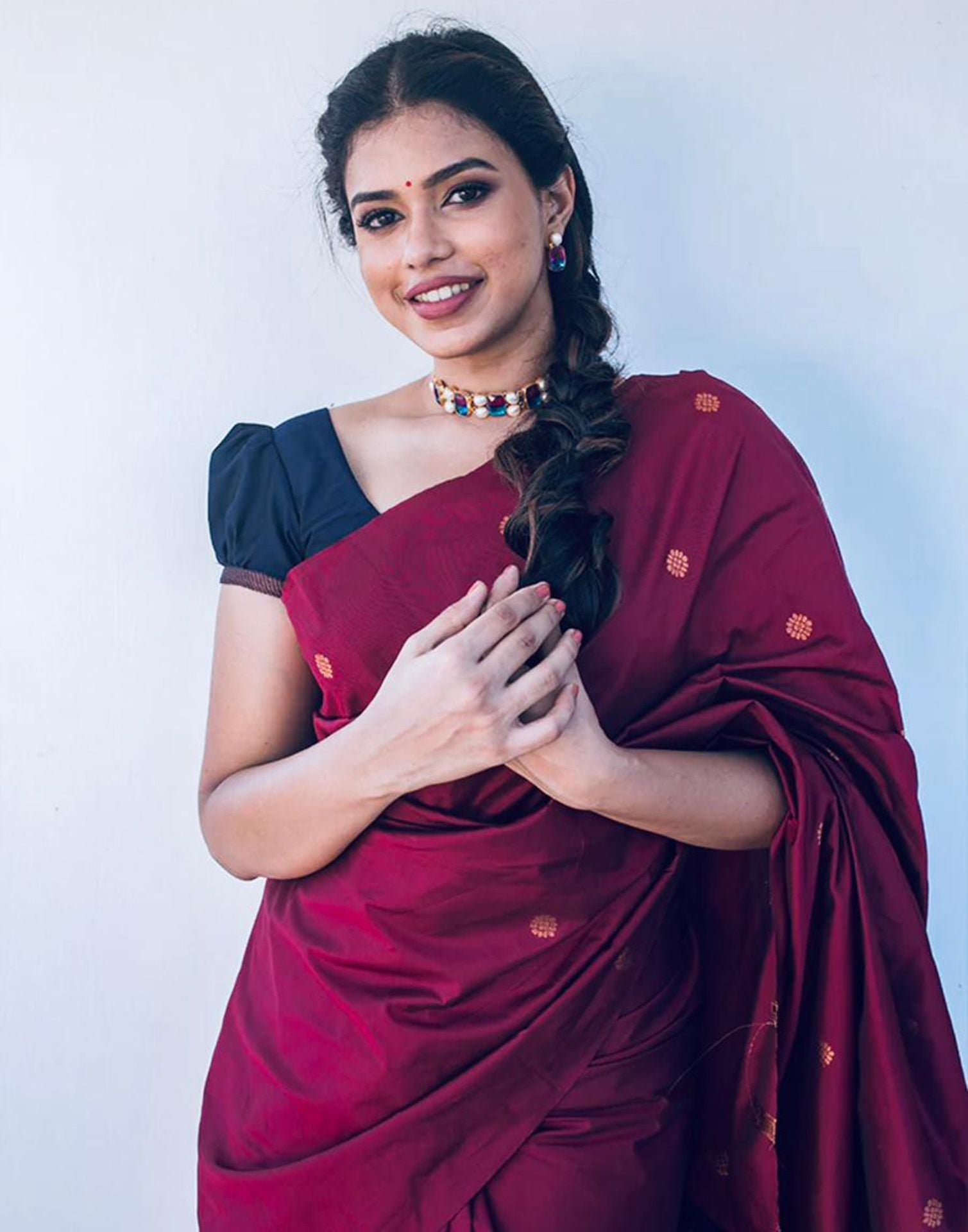 Magenta Silk Banarasi Saree | Sudathi