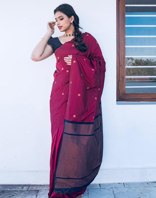 Magenta Silk Banarasi Saree | Sudathi