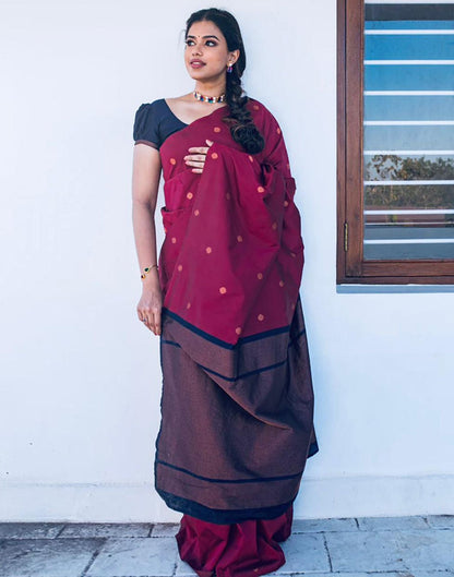 Magenta Silk Banarasi Saree | Sudathi