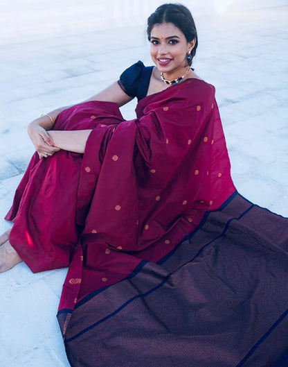 Magenta Silk Banarasi Saree | Sudathi