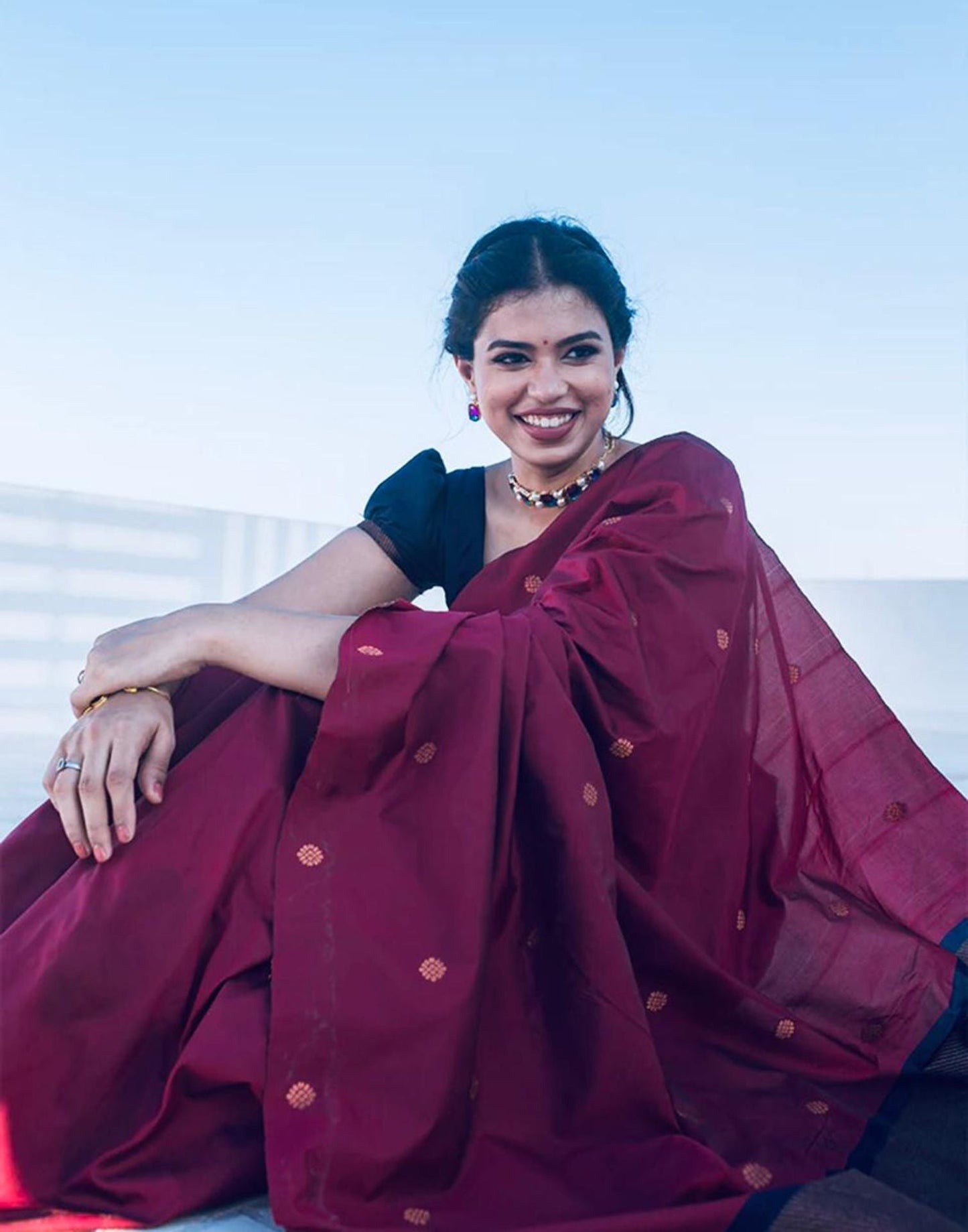 Magenta Silk Banarasi Saree | Sudathi