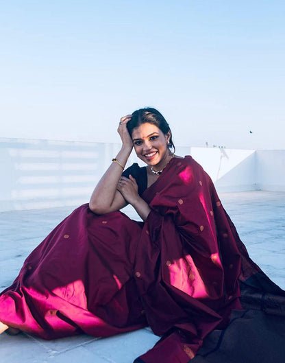 Magenta Silk Banarasi Saree | Sudathi