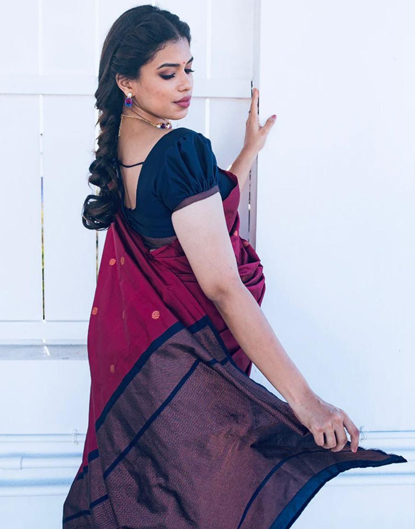 Magenta Silk Banarasi Saree | Sudathi