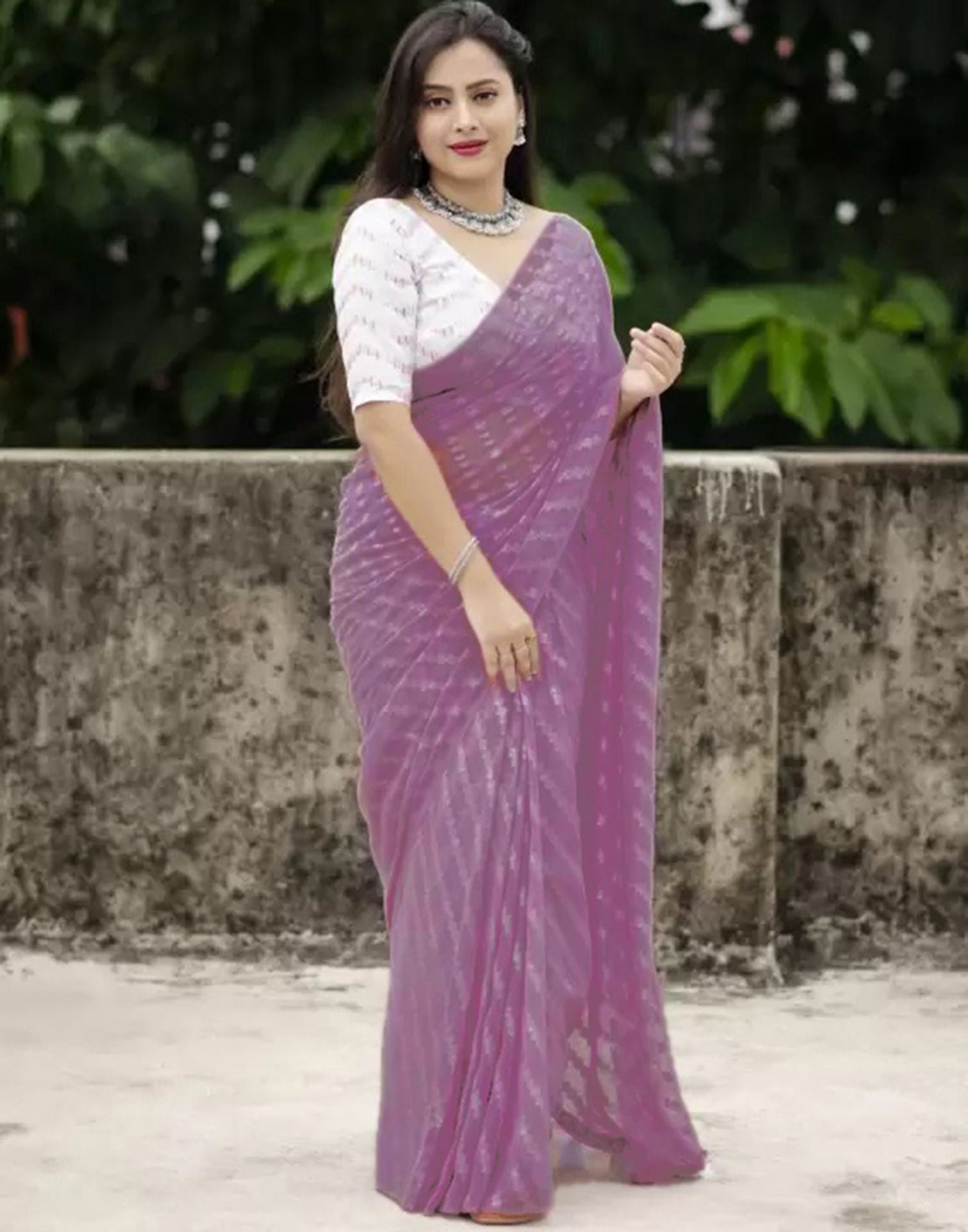 Dusty Pink Plain Saree | Sudathi