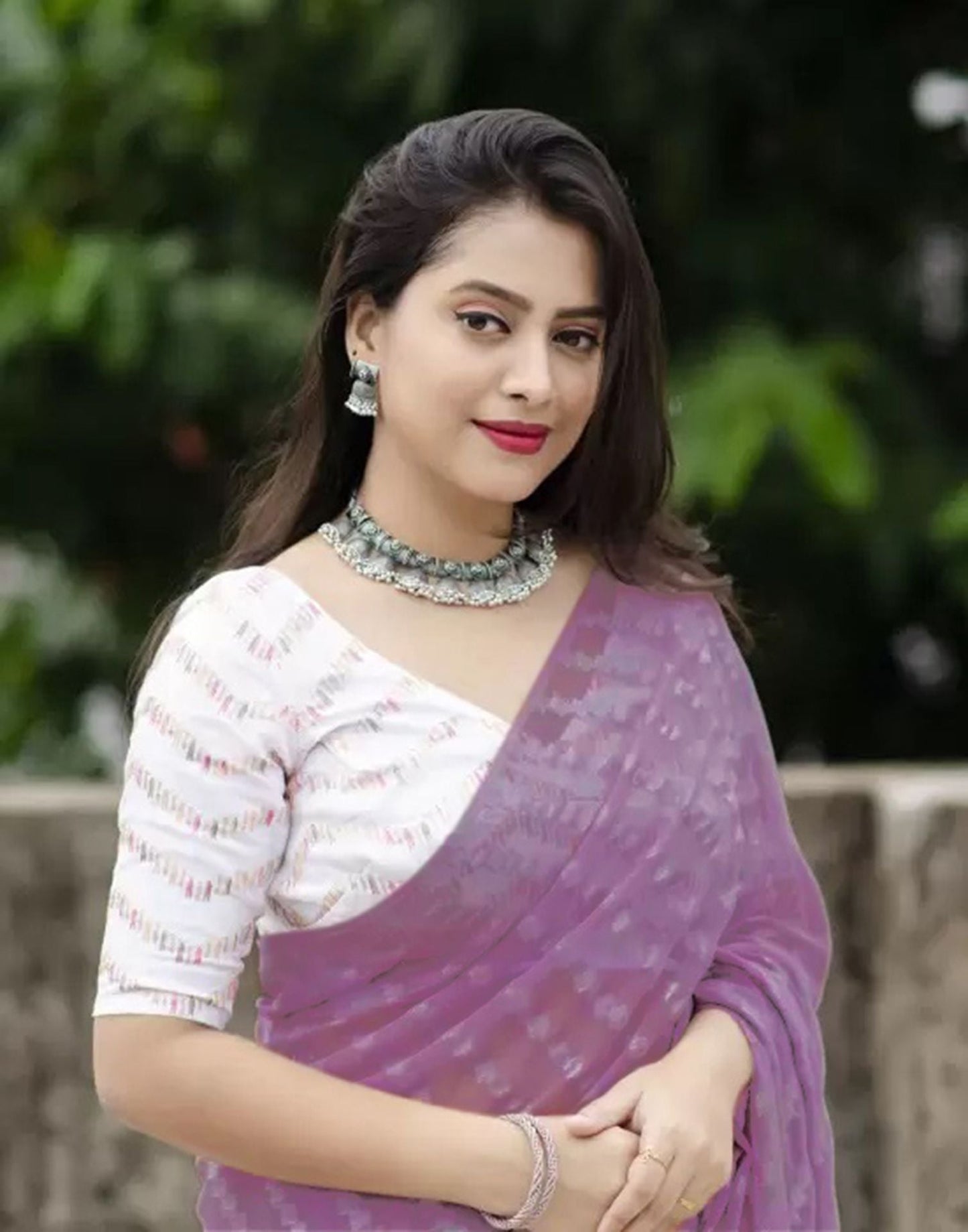 Dusty Pink Plain Saree | Sudathi